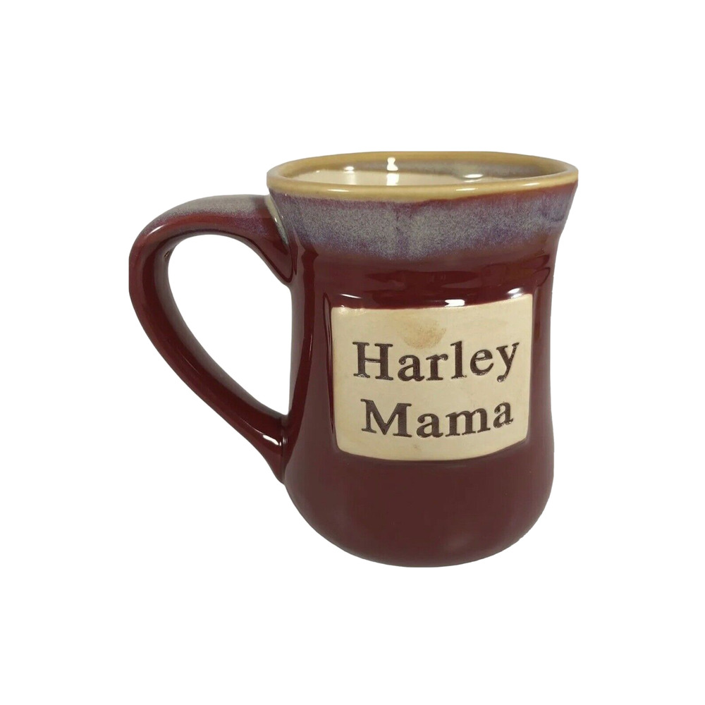 Biker Mom Mug Harley Mama 18 Oz Red Glazed Motorcycle Tumbleweed Pottery